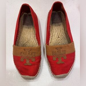 Tory Burch Red and Brown Espadrilles
